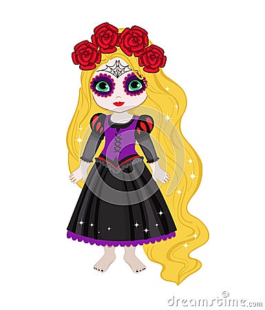 Illustration of beautiful halloween princess. Vector Illustration