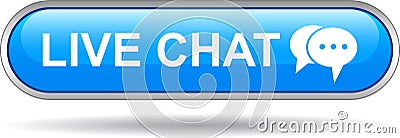 Live chat icon web button blue Vector Illustration