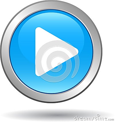 Play button web audio icon blue Vector Illustration