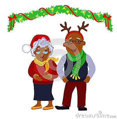 Portrait of a happy Christmas grandparents together Vector Illustration