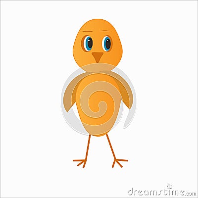 Small yellow chicken on thin legs Vector Illustration