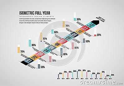 Isometric Full Year Infographic Vector Illustration