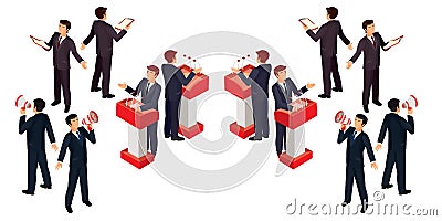 Vector illustration isometric people businessman doing a report Vector Illustration