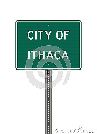 City of Ithaca road sign Cartoon Illustration