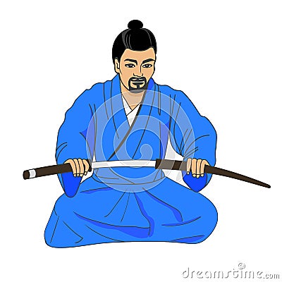 Vector illustration of a Japanese samurai ronin Vector Illustration