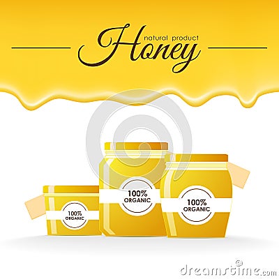 Vector illustration: jars of honey on white background Vector Illustration