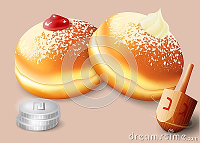 Vector illustration of jewish holiday Hanukkah. Vector Illustration