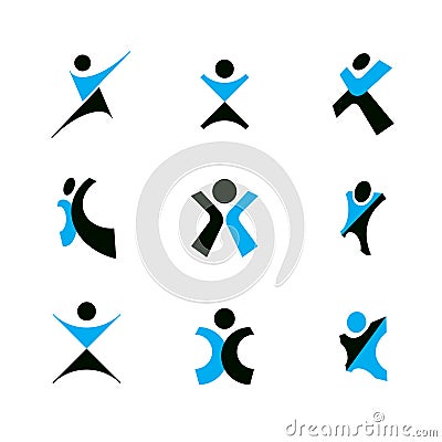 Vector illustration of joyful abstract individual with arms reaching up. Vector Illustration