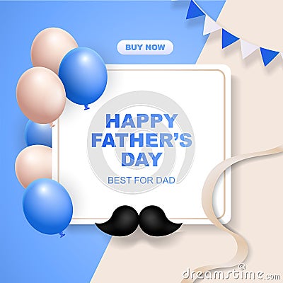 Vector illustration of joyous celebration of Happy Father's Day. 3d rendering Vector Illustration
