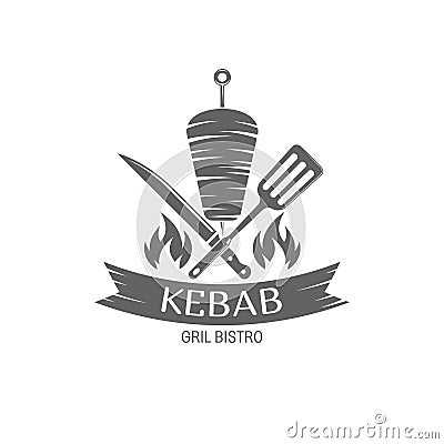 Vector Kebab emblem Cartoon Illustration