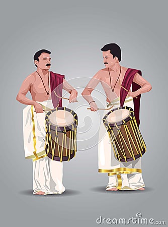 Vector illustration of kerala chenda melam performance Vector Illustration