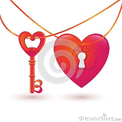 Vector illustration with key and heart keyhole Vector Illustration
