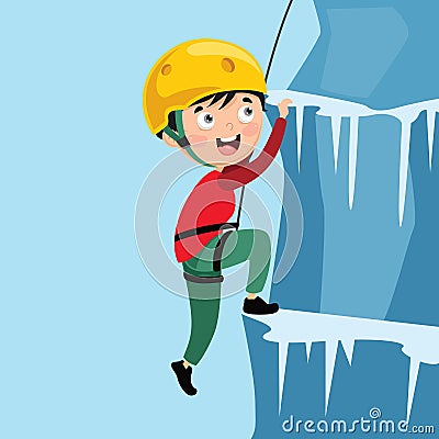 Vector Illustration Of Kid Climbing Vector Illustration