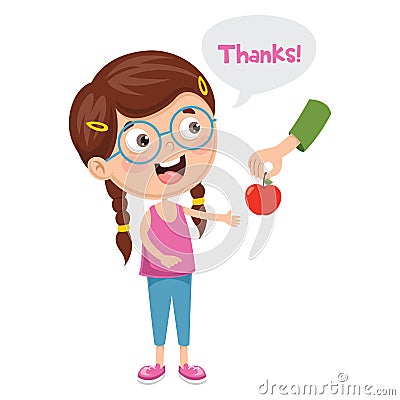 Vector Illustration Of Kid Give Thanks Vector Illustration