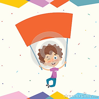 Vector Illustration Of Kids Holding Placard Vector Illustration