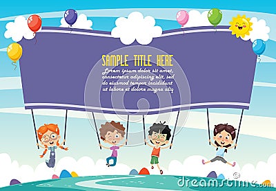 Vector Illustration Of Kids Holding Placard Vector Illustration