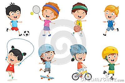 Vector Illustration Of Kids Making Sport Vector Illustration