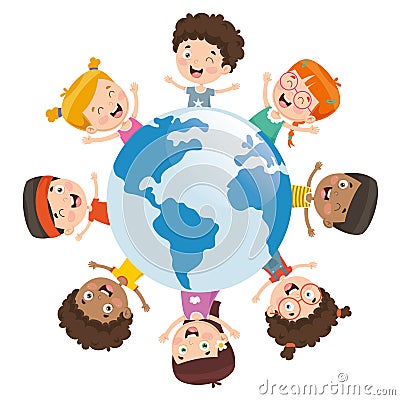 Vector Illustration Of Kids Playing Around The World Vector Illustration