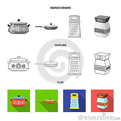 Vector illustration of kitchen and cook symbol. Set of kitchen and appliance vector icon for stock. Vector Illustration