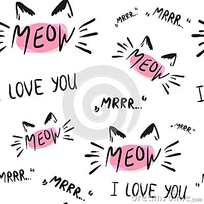 Vector illustration of kitten calligraphy sign for print Vector Illustration