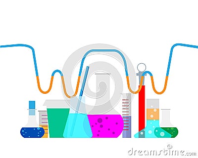 Vector illustration. Laboratory. Chemical research. Flat study background. Creative process. Vector Illustration