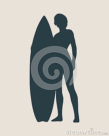 Vector illustration of lady posing with surfboard Vector Illustration