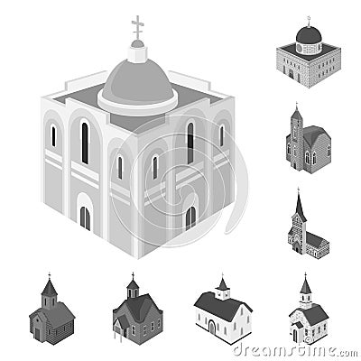 Vector illustration of landmark and clergy icon. Set of landmark and religion vector icon for stock. Vector Illustration