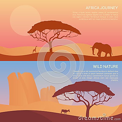 Vector illustration of landscape in savanna Vector Illustration