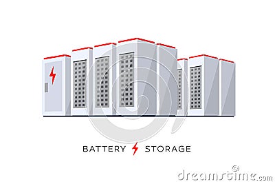 Isolated Smart Battery Cloud Energy Storage System Vector Illustration