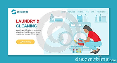 Vector Laundry Cleaning service Household Washing Vector Illustration