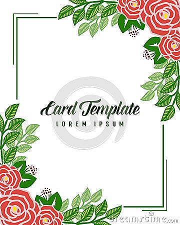 Vector illustration leafy rose flower frame with decor of card templates Vector Illustration