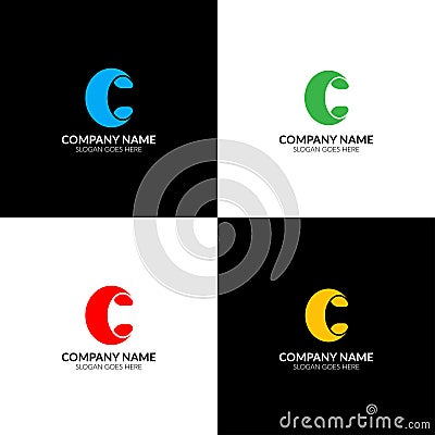 Letter c logo, icon flat and vector design template. The bold letter c logotype for brand or company with text. Vector Illustration