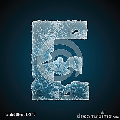 Ice Font of Letter E Vector Illustration