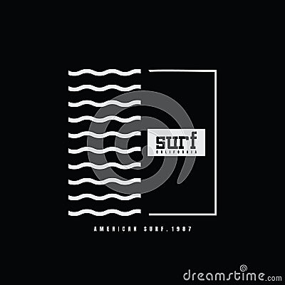 SURF , slogan vector illustration and typography, perfect for t-shirts, hoodies, prints etc. Vector Illustration