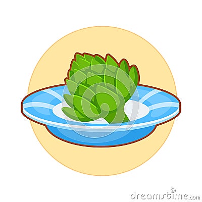 Lettuce salad on plate Vector Illustration