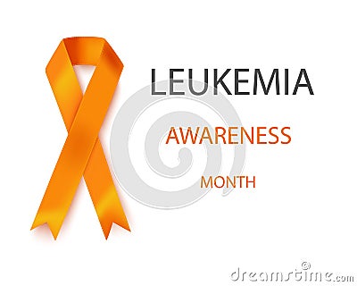 Vector illustration of the leukemia cancer awareness tape, isolated on a white background. Realistic vector orange silk Vector Illustration