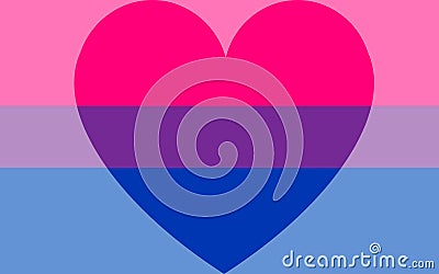 Vector Illustration lgbt bisexual flag with a heart. bisexual love concept. pride flag and LGBT pride flag. Homosexual love emblem Stock Photo