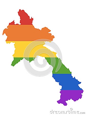 LGBT Rainbow Map of Laos Vector Illustration