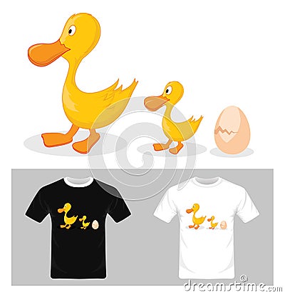 Vector of life cycle of a duck. T-shirt graphic design. Vector Illustration