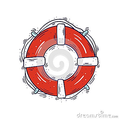 Vector illustration of a lifebuoy, hand drawn doodle icon, isolated Vector Illustration