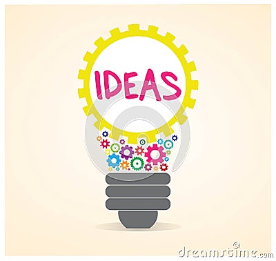 Ideas inside a gear light bulb vector design Vector Illustration