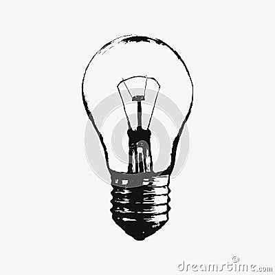 Vector illustration with light bulb. Modern hipster sketch style Vector Illustration