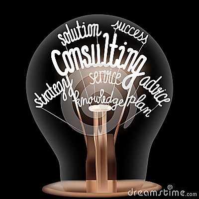 Light Bulb with Consulting Concept Vector Illustration