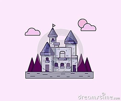 Vector illustration with lilac castle Vector Illustration