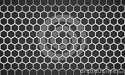 Vector Illustration line white hexagon with black background. Vector Illustration