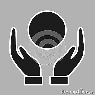 Vector illustration of linear hands and moon Vector Illustration