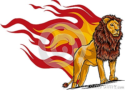 vector illustration of Lion Flame Trail design Vector Illustration