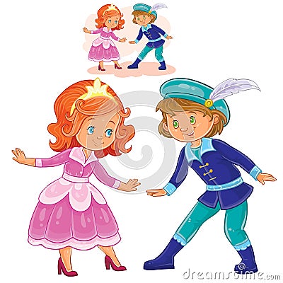 Vector illustration of a little boy and girl dressed in period costumes. Vector Illustration