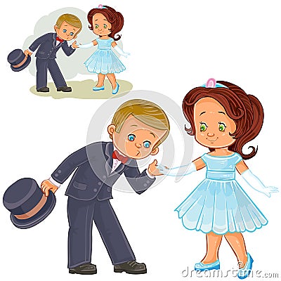 Vector illustration of a little boy and girl dressed in period costumes. Vector Illustration