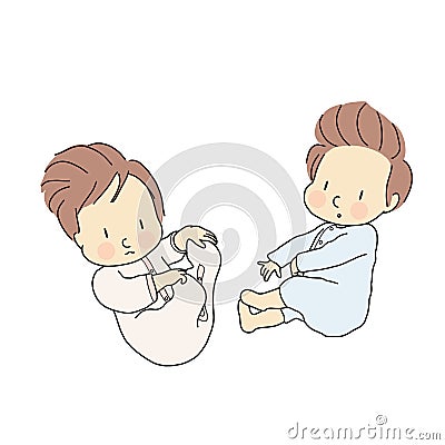 Vector illustration of little Infants laying. Newborn, baby, Cartoon character drawing Cartoon Illustration